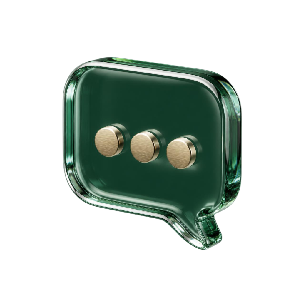 Glass speech bubble illustration for co-managed IT
