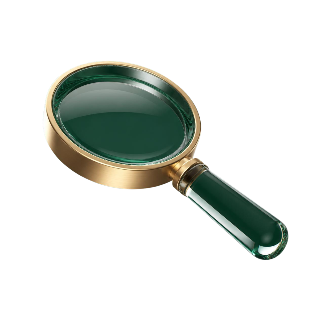 Glass magnifying glass illustration for 24/7 security monitoring